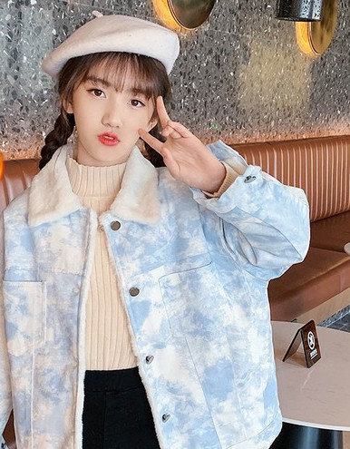 Детско яке за момичета с дебела подплата и копчета 