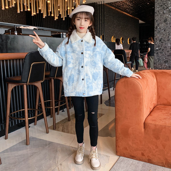 Детско яке за момичета с дебела подплата и копчета 