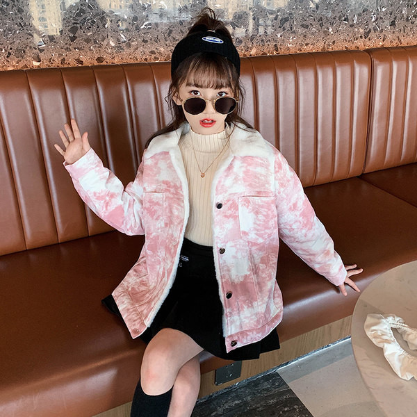 Детско яке за момичета с дебела подплата и копчета 