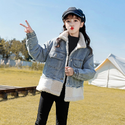 Детско дънково яке с топла подплата за момичета