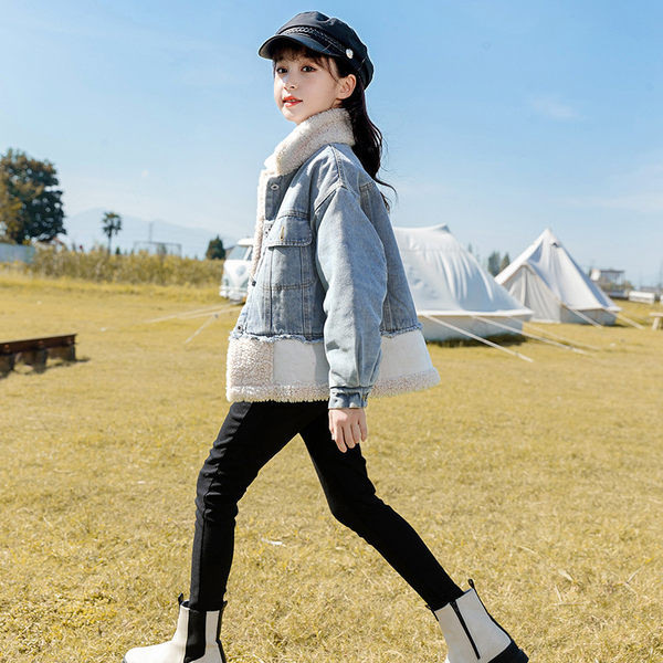 Детско дънково яке с топла подплата за момичета