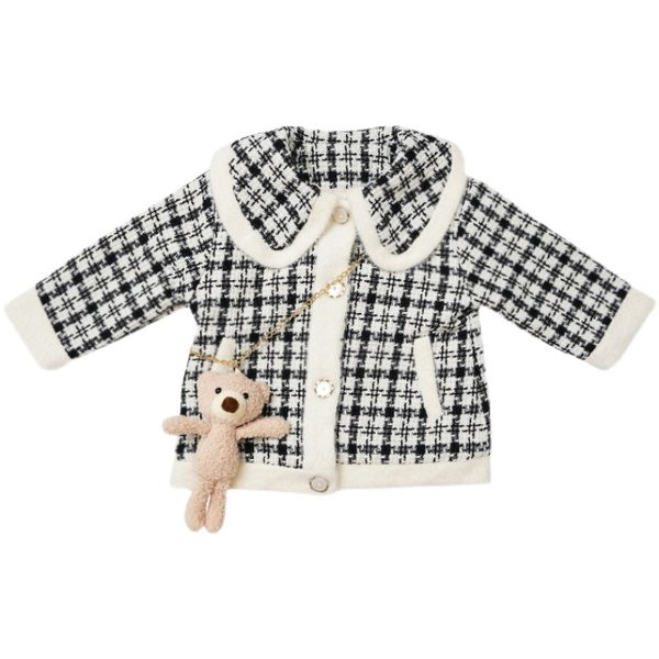 Нов модел детско палто с яка и кръгли копчета за момичета