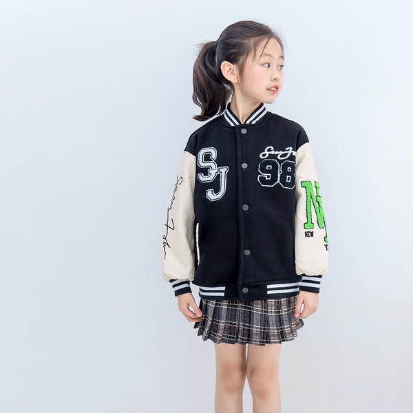 Памучно яке за момичета тип  бейзболно с надписи и копчета