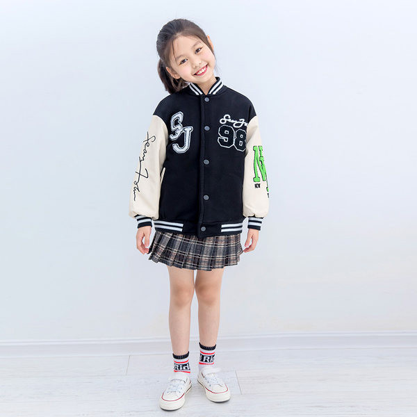 Памучно яке за момичета тип  бейзболно с надписи и копчета