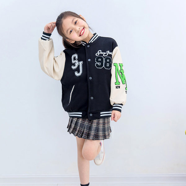 Памучно яке за момичета тип  бейзболно с надписи и копчета