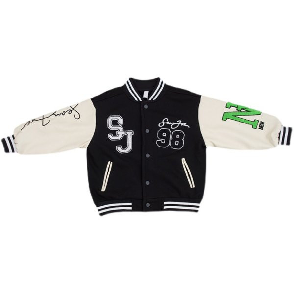 Памучно яке за момичета тип  бейзболно с надписи и копчета