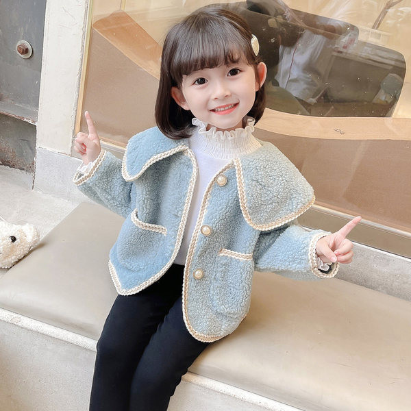 Детско палто в син и розов цвят подходящо за момичета