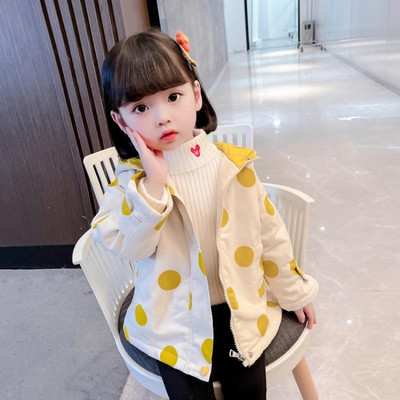 Детско яке за момичета с топла подплата - на точки