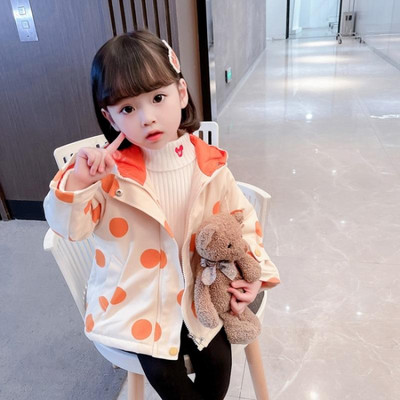 Детско яке за момичета с топла подплата - на точки