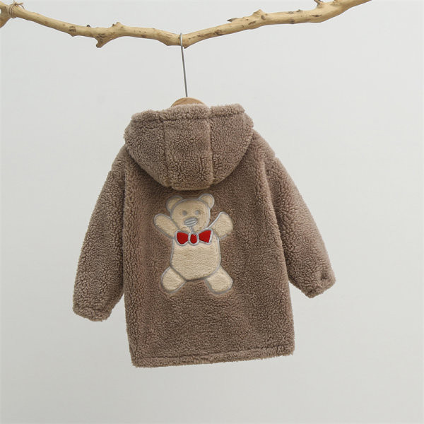 Нов модел детско пухено яке с апликация и качулка - две лица 