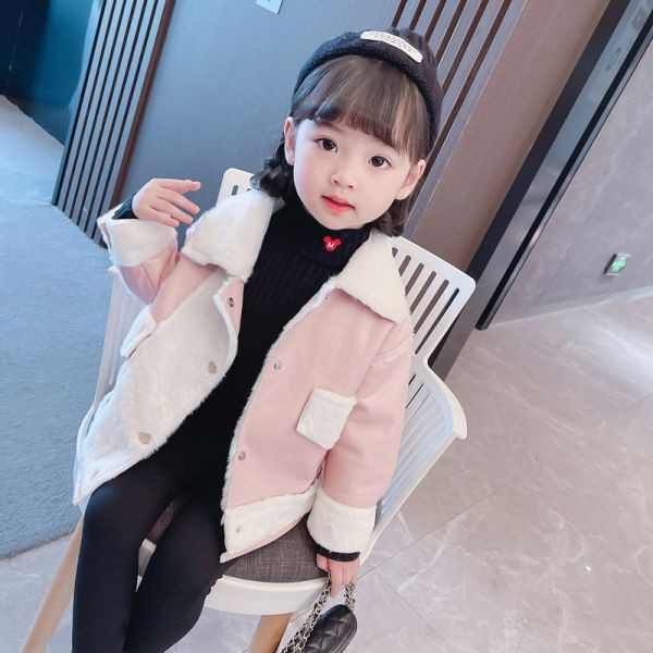 Детско зимно яке с джобове в бежов и сив цвят 