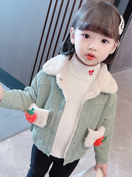 Детско яке за момичета от рипсено кадифе с топла подплата