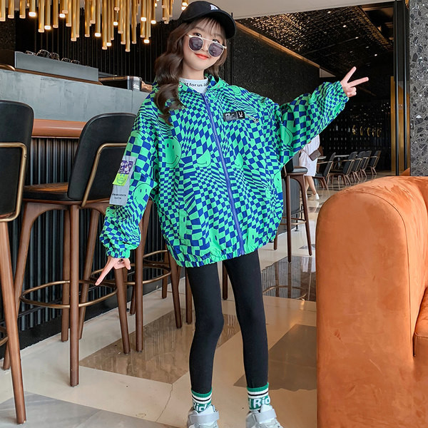 Детско ежедневно яке с цип широк модел за момичета