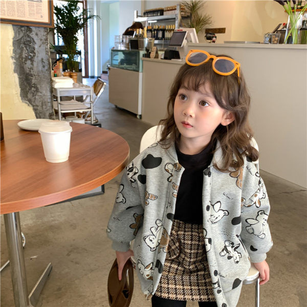 Детско яке с подплата и цветна апликация за момичета