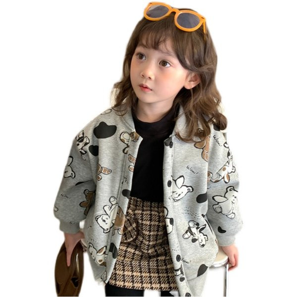 Детско яке с подплата и цветна апликация за момичета