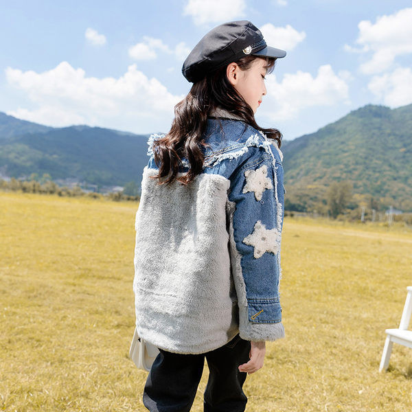 Детско дънково яке с пух и джобове