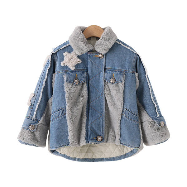 Детско дънково яке с пух и джобове