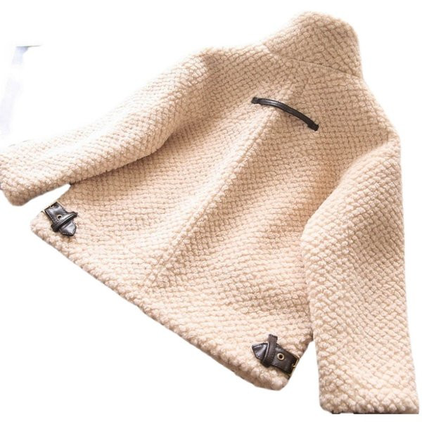 Нов модел есенно палто за момичета с метална катарама 