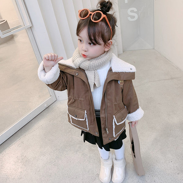 Dječji zimski kaput za djevojčice s toplom postavom i visokim ovratnikom