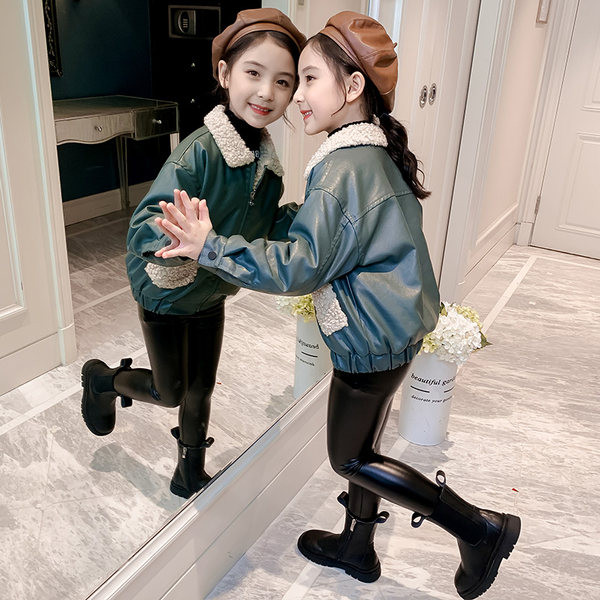 Детско зимно яке с две лица и дебела подплата за момичета 