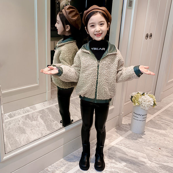 Детско зимно яке с две лица и дебела подплата за момичета 