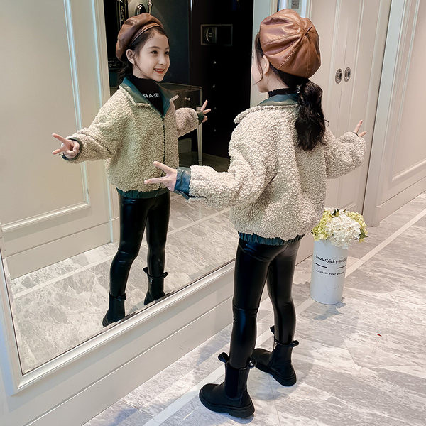 Детско зимно яке с две лица и дебела подплата за момичета 