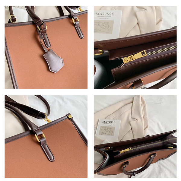 Модерна дамска чанта с две дръжки от изкуствена кожа