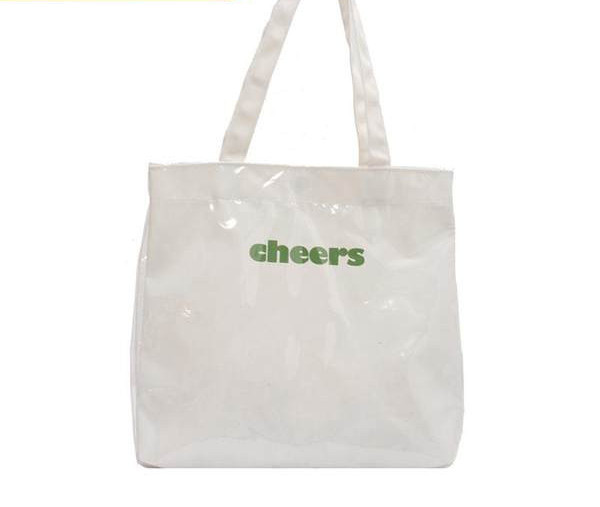 Μεγάλη πάνινη τσάντα με επιγραφή και μεταλλικό κούμπωμα