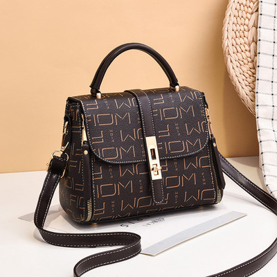 Γυναικεία κομψή τσάντα από τεχνητή τσάντα με κοντό χερούλι και μακριά λαβή ώμου