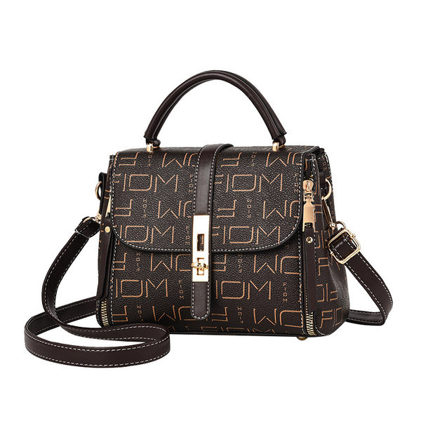 Γυναικεία κομψή τσάντα από τεχνητή τσάντα με κοντό χερούλι και μακριά λαβή ώμου