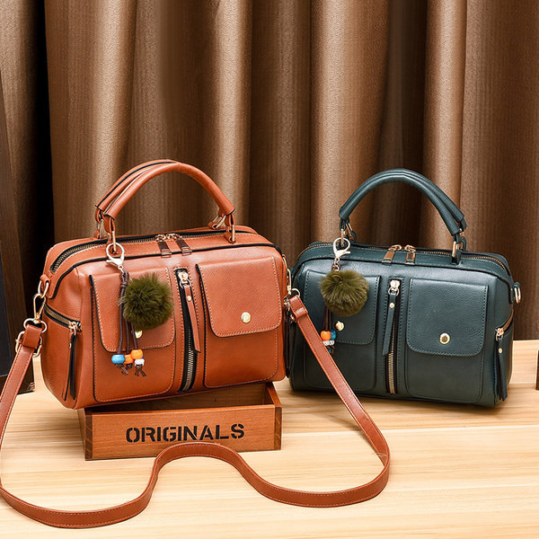 Elegantna ženska torba s prednjim džepom i patentnim zatvaračem od eko kože