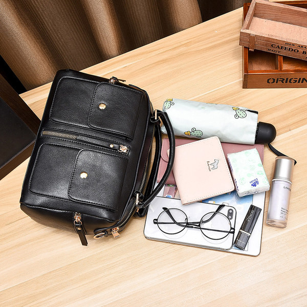 Elegantna ženska torba s prednjim džepom i patentnim zatvaračem od eko kože