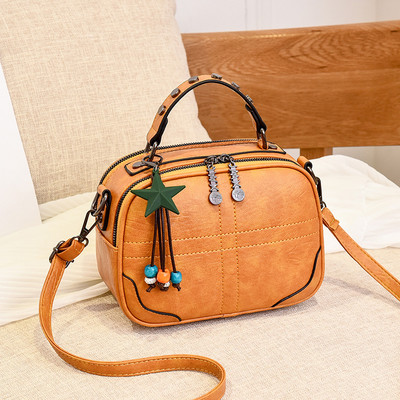 Γυναικεία έκο δερμάτινη τσάντα με μακριά λαβή και φερμουάρ - πολλά χρώματα