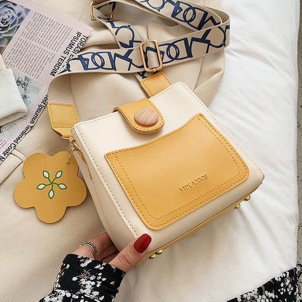 Γυναικεία έκο δερμάτινη τσάντα με υφασμάτινη λαβή - πολλά χρώματα