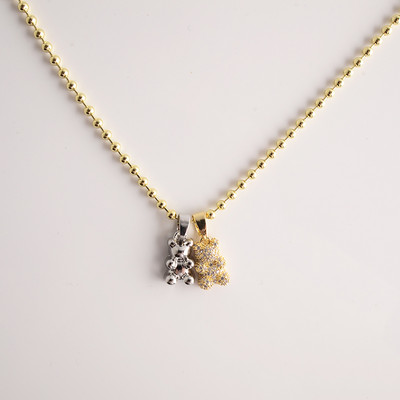 Καθημερινό γυναικείο κολιέ με μενταγιόν αρκούδας - χρυσό και ασημί χρώμα