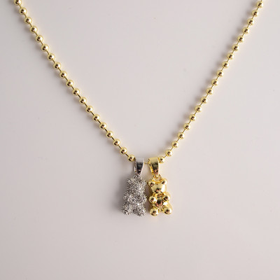 Καθημερινό γυναικείο κολιέ με μενταγιόν αρκούδας - χρυσό και ασημί χρώμα