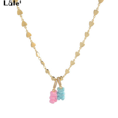 Καθημερινό γυναικείο κολιέ με μενταγιόν αρκούδας - χρυσό και ασημί χρώμα