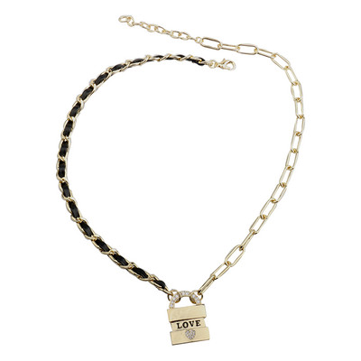 Νέο μοντέλο γυναικείο κολιέ με πέτρες και δερμάτινο στοιχείο