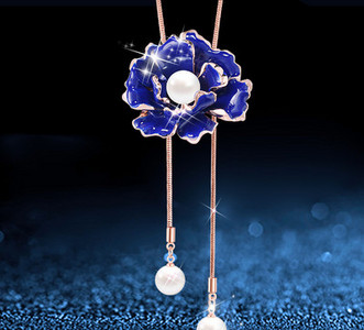 Μακρύ γυναικείο κολιέ με χρωματιστές πέτρες - πολλά μοντέλα