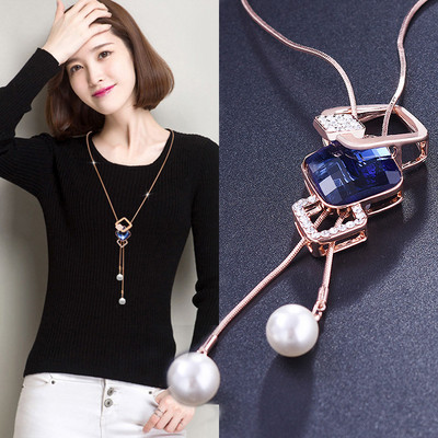 Μακρύ γυναικείο κολιέ με χρωματιστές πέτρες - πολλά μοντέλα