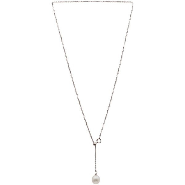 Дамско колие с перла в сребрист цвят
