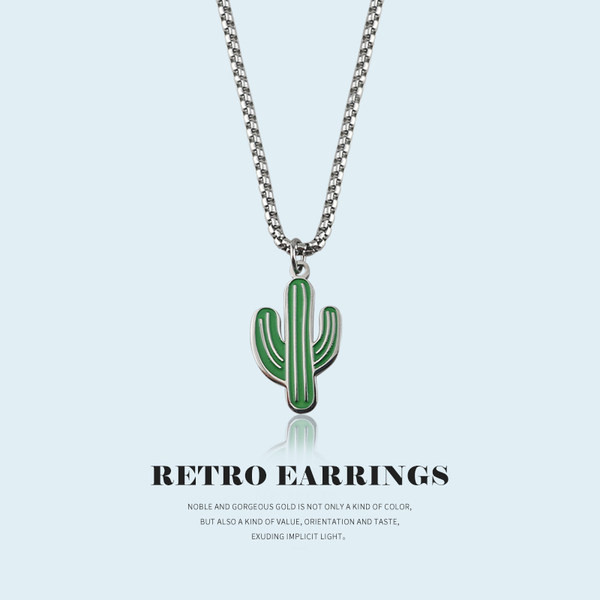 Moderan srebrni lančić sa privjeskom - kaktus, unisex model