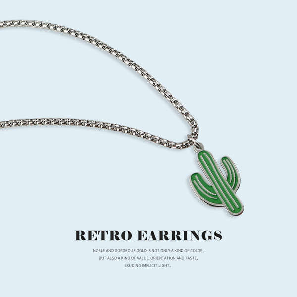 Moderan srebrni lančić sa privjeskom - kaktus, unisex model