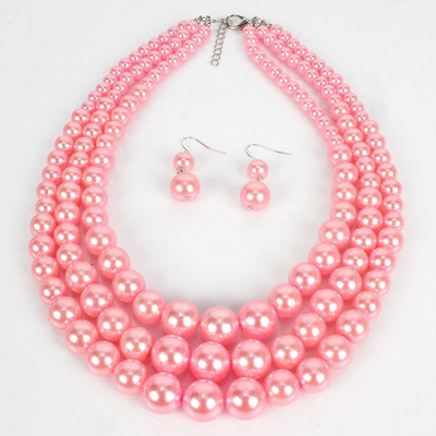 Γυναικείο σετ σκουλαρίκια και κολιέ με πέρλες