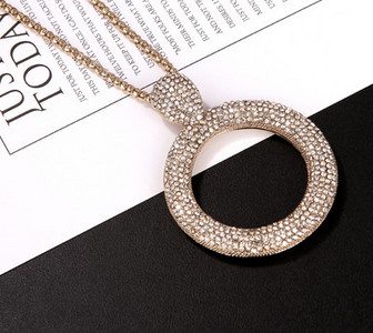 Μοντέρνο γυναικείο κολιέ διακοσμημένο με πέτρες - διχρωμίες