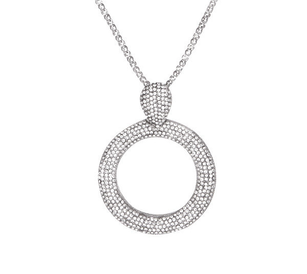 Μοντέρνο γυναικείο κολιέ διακοσμημένο με πέτρες - διχρωμίες