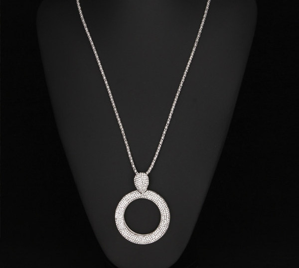 Μοντέρνο γυναικείο κολιέ διακοσμημένο με πέτρες - διχρωμίες