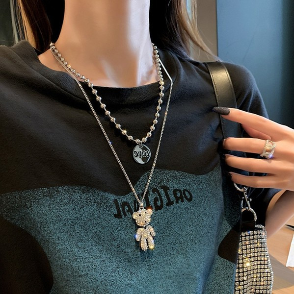 Дамско двуредно колие с декорация камъни