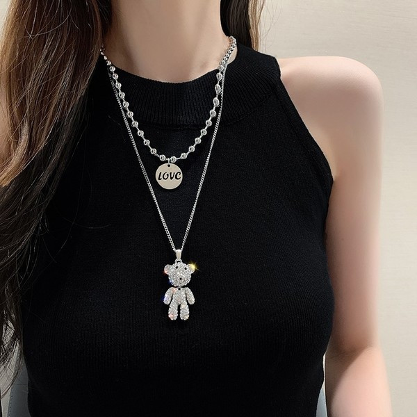 Дамско двуредно колие с декорация камъни