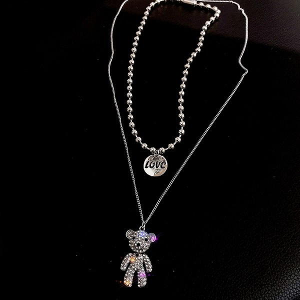 Дамско двуредно колие с декорация камъни